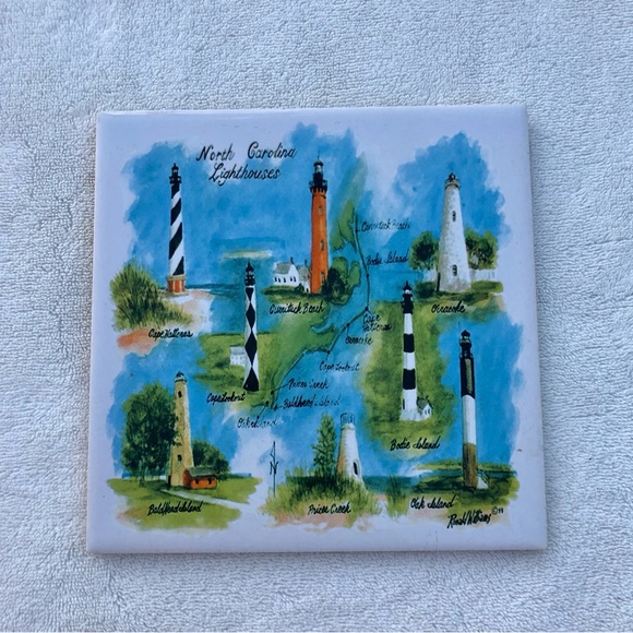 Lighthouse Trivet Tile Coaster Ronald Williams North Carolina - Picture 1 of 6